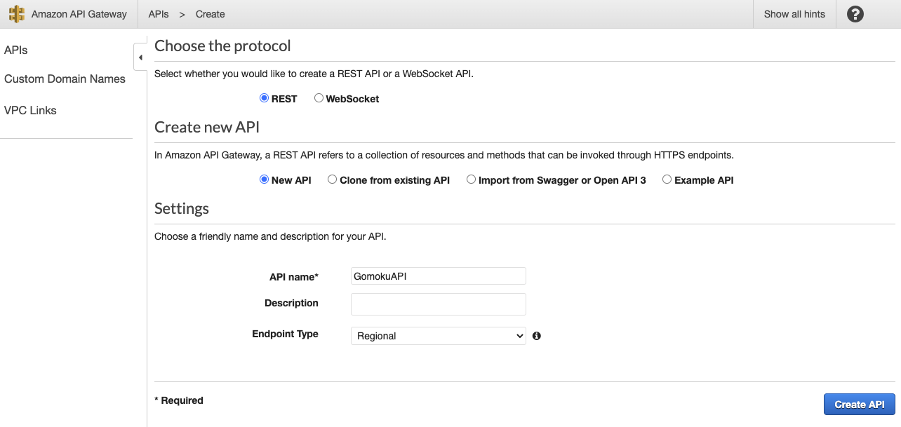 Configuring API Gateway :: Start Full Stack Game with GameLift